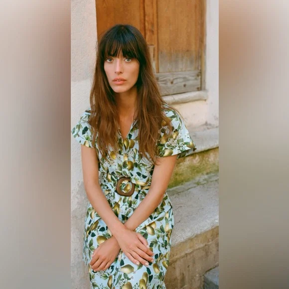 Zara Fruit Print Midi Dress - Picture 4 of 11